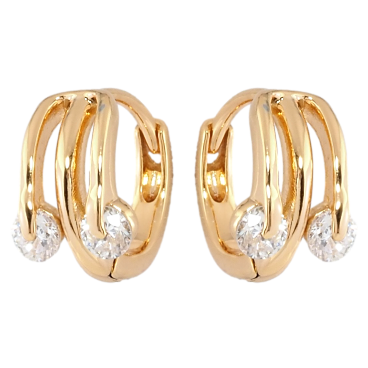 Серьги Xuping Позолота 18K колечки Узор с цирконием фото №2 Серьги Xuping Позолота 18K колечки Узор с цирконием фото №2