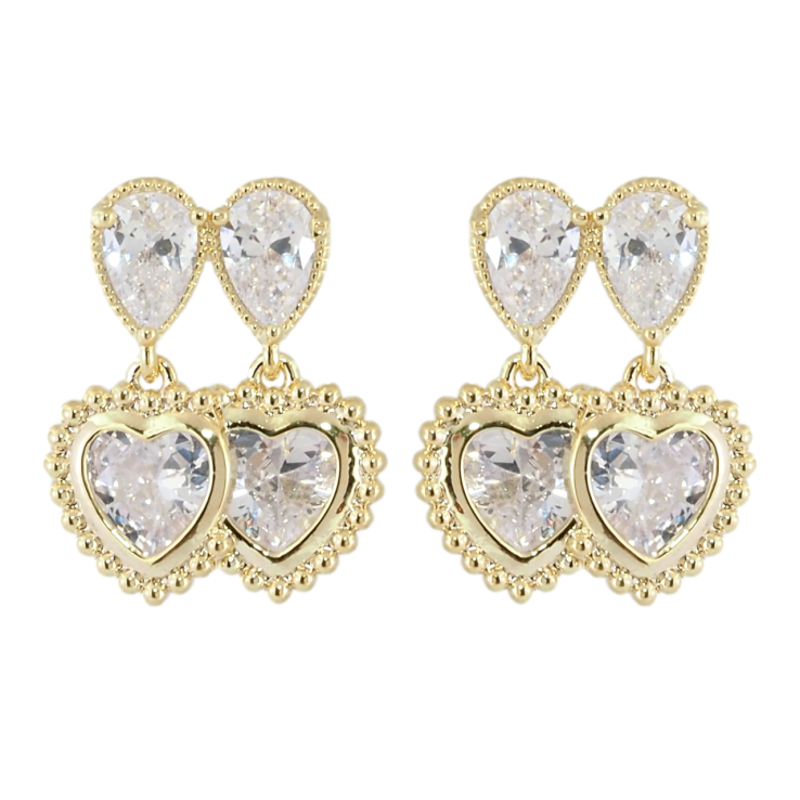 Сережки Xuping JEAN GOUJON Позолота 14K пусети Підвіски з кришталевими сердечками фото №16