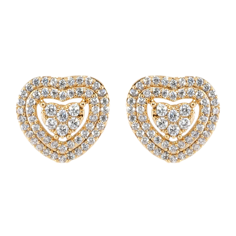 Сережки Xuping Позолота 18K пусети Сердечка інкрустація цирконієм фото №1 Сережки Xuping Позолота 18K пусети Сердечка інкрустація цирконієм фото №1
