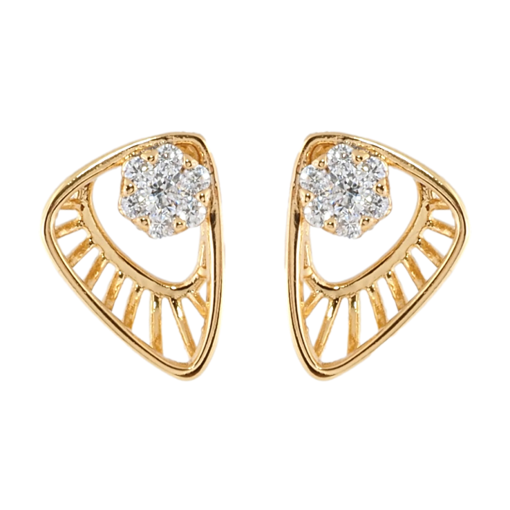 Серьги Xuping Позолота 18K пусеты Декоративные треугольники с кристальными цветочками фото №6 Серьги Xuping Позолота 18K пусеты Декоративные треугольники с кристальными цветочками фото №6