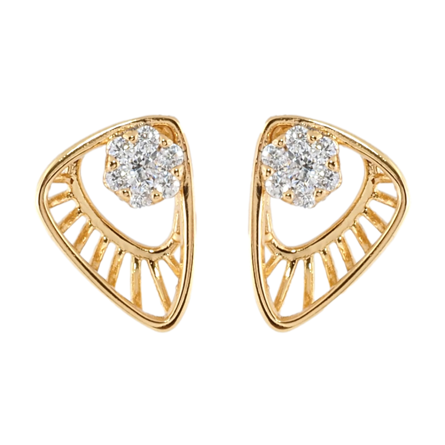 Серьги Xuping Позолота 18K пусеты Декоративные треугольники с кристальными цветочками фото №1 Серьги Xuping Позолота 18K пусеты Декоративные треугольники с кристальными цветочками фото №1