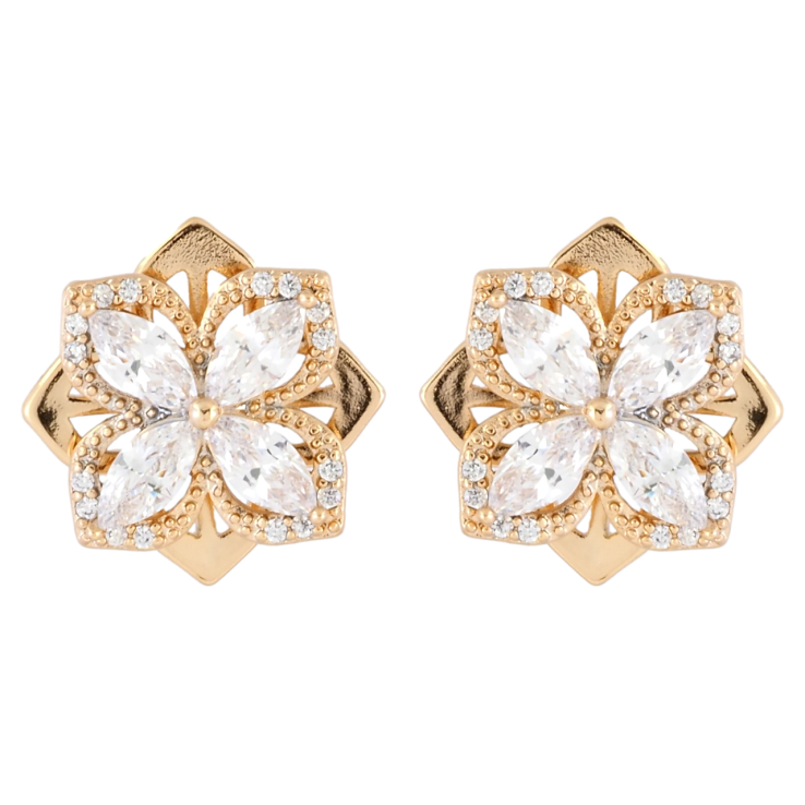 Серьги Xuping Позолота 18K пусеты Крутящийся кристальный цветок фото №5 Серьги Xuping Позолота 18K пусеты Крутящийся кристальный цветок фото №5