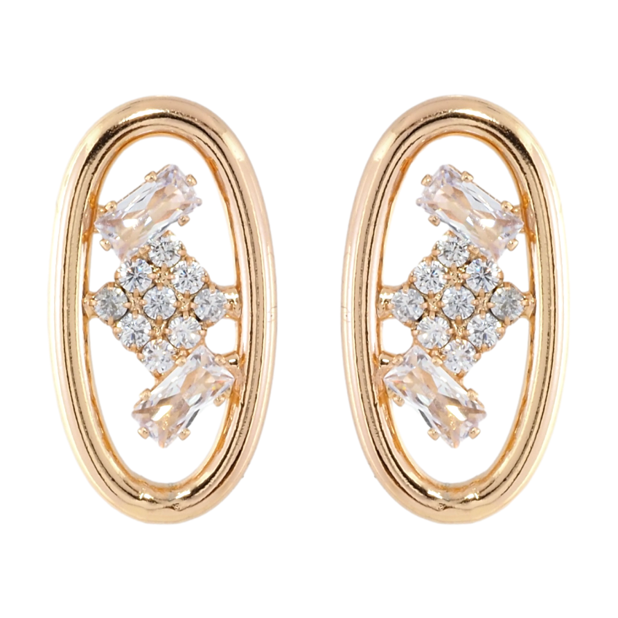 Серьги Xuping Позолота 18K пусеты Овалы с узором цирконием фото №1 Серьги Xuping Позолота 18K пусеты Овалы с узором цирконием фото №1