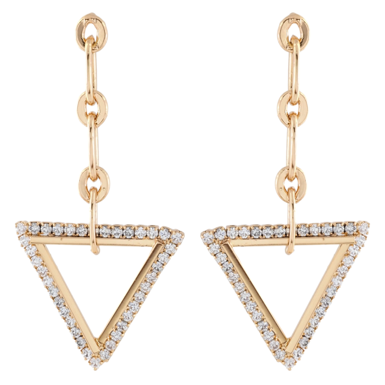Серьги Xuping Позолота 18K пусеты Треугольные подвески с цирконием фото №1 Серьги Xuping Позолота 18K пусеты Треугольные подвески с цирконием фото №1