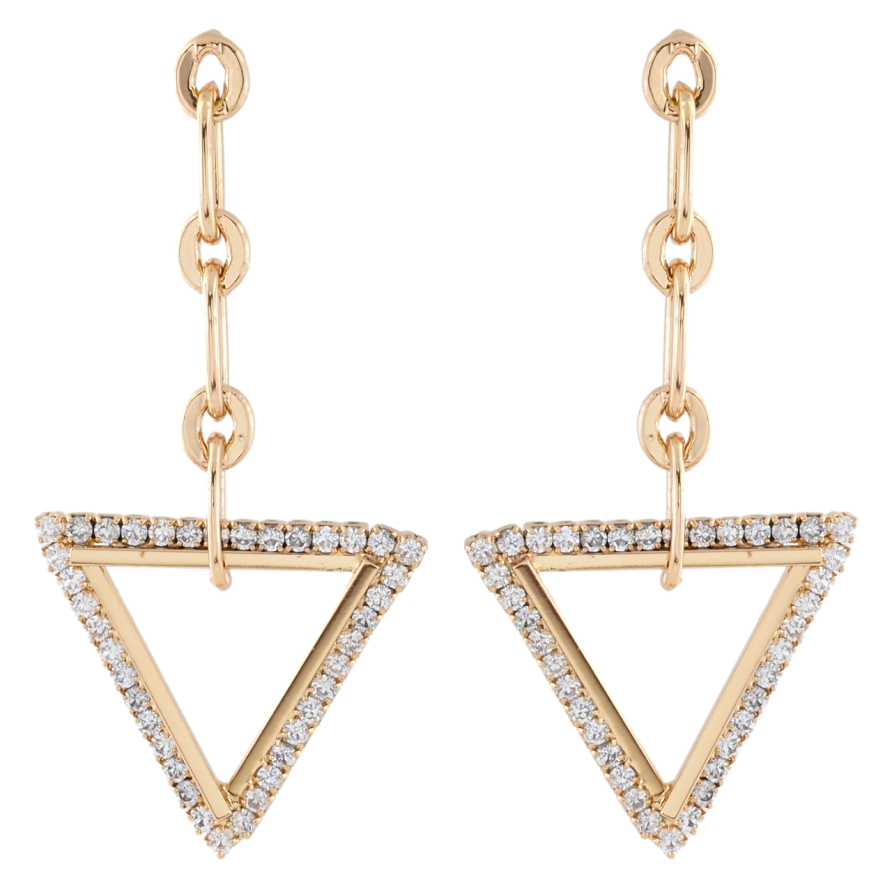 Серьги Xuping Позолота 18K пусеты Треугольные подвески с цирконием фото №1 Серьги Xuping Позолота 18K пусеты Треугольные подвески с цирконием фото №1