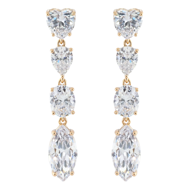 Серьги Xuping Позолота 18K пусеты Кристальные подвески фото №9