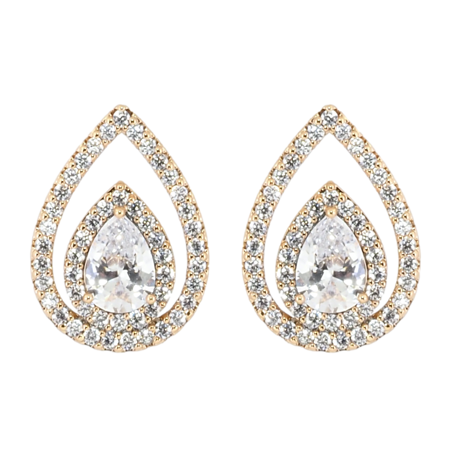 Серьги Xuping Позолота 18K пусеты Капельки с инкрустацией цирконием фото №1 Серьги Xuping Позолота 18K пусеты Капельки с инкрустацией цирконием фото №1