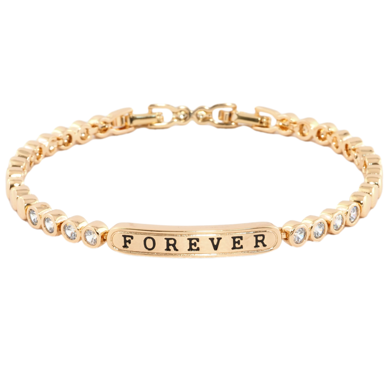 Браслет Xuping Позолота 18K Доріжка цирконію з написом Forever довжина з дод. замком 17.19см х 4мм фото №2 Браслет Xuping Позолота 18K Доріжка цирконію з написом Forever довжина з дод. замком 17.19см х 4мм фото №2