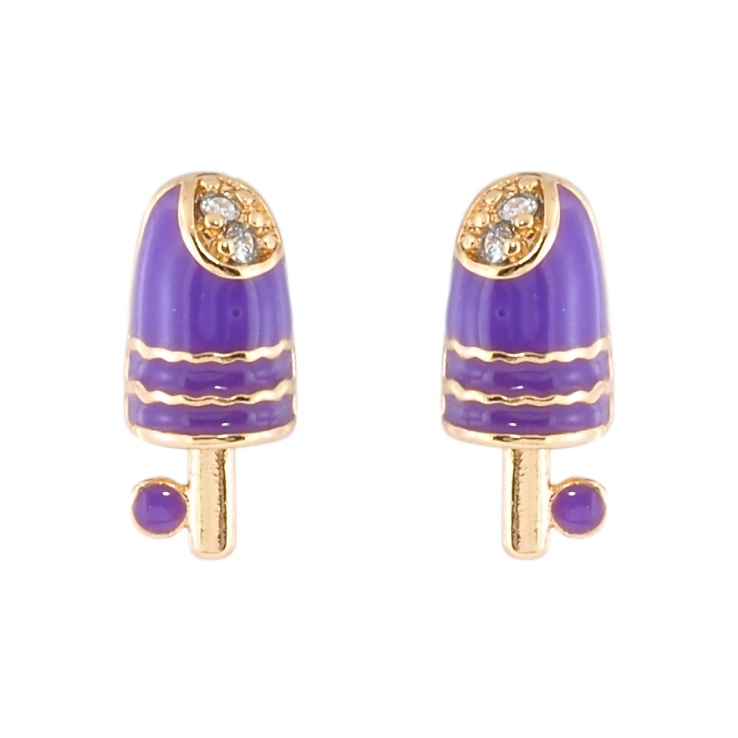 Серьги детские Xuping Позолота 18K пусеты Эскимо с сиреневой эмалью и цирконием фото №5 Серьги детские Xuping Позолота 18K пусеты Эскимо с сиреневой эмалью и цирконием фото №5