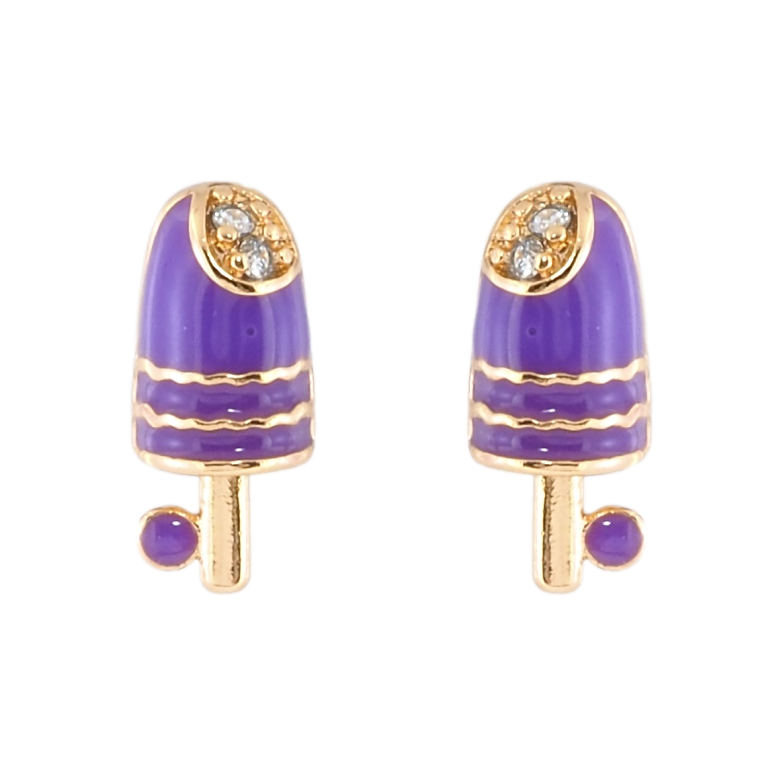 Сережки дитячі Xuping Позолота 18K пусети Ескімо з бузковою емаллю та цирконієм фото №2 Сережки дитячі Xuping Позолота 18K пусети Ескімо з бузковою емаллю та цирконієм фото №2