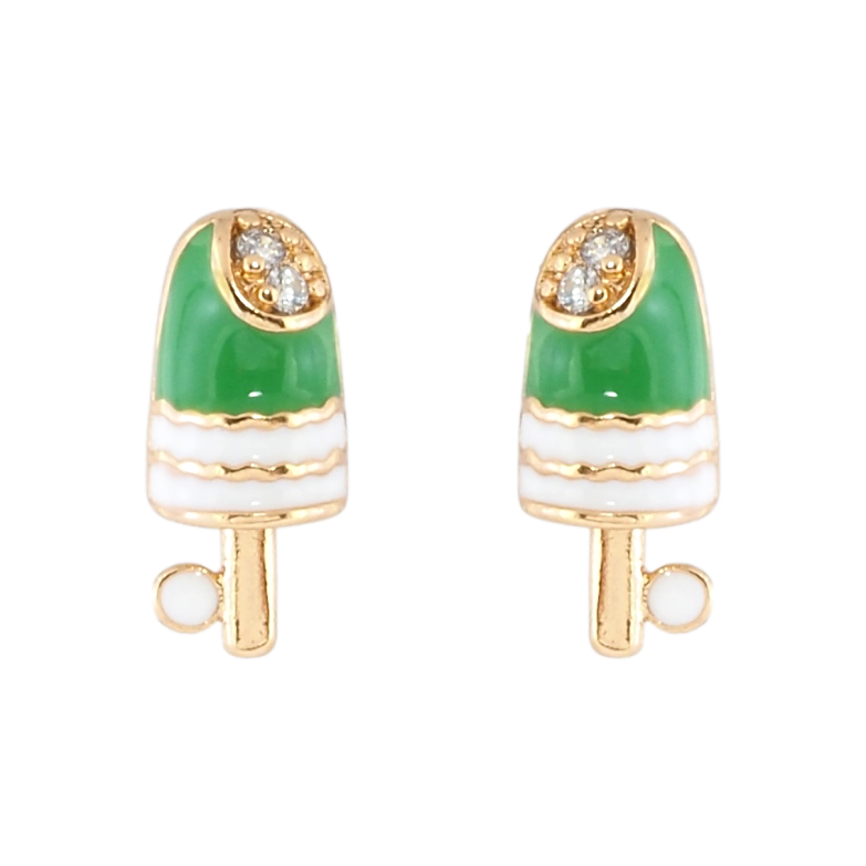 Сережки дитячі Xuping Позолота 18K пусети Ескімо з зелено-білою емаллю та цирконієм фото №2 Сережки дитячі Xuping Позолота 18K пусети Ескімо з зелено-білою емаллю та цирконієм фото №2