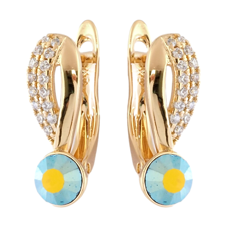 Сережки Xuping колір 18K з кристалами Swarovski англійський замок Візерунок з кристалами Peridot АВ фото №22