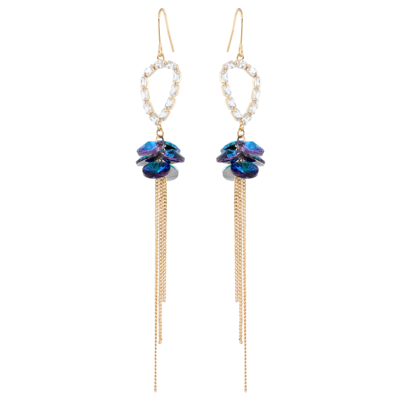 Сережки Xuping колір 18K з кристалами Swarovski французький замок Підвіски з кристалами Capri Blue фото №2 Сережки Xuping колір 18K з кристалами Swarovski французький замок Підвіски з кристалами Capri Blue фото №2