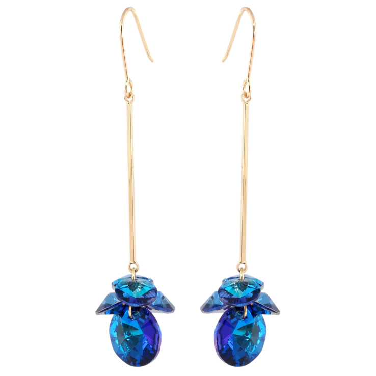 Серьги Xuping цвет 18K с кристаллами Swarovski французский замок Подвески с кристаллами Capri Blue фото №4 Серьги Xuping цвет 18K с кристаллами Swarovski французский замок Подвески с кристаллами Capri Blue фото №4