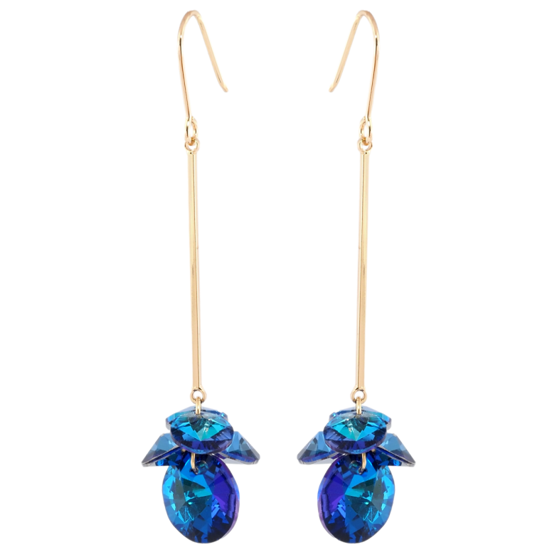 Сережки Xuping колір 18K з кристалами Swarovski французький замок Підвіски з кристалами Capri Blue фото №1 Сережки Xuping колір 18K з кристалами Swarovski французький замок Підвіски з кристалами Capri Blue фото №1