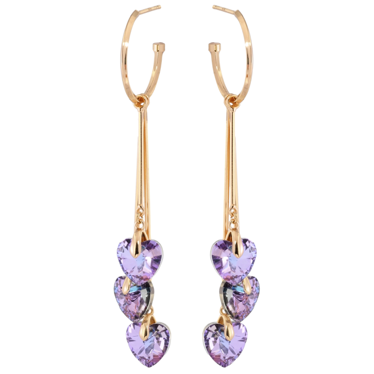 Сережки Xuping колір 18K з кристалами Swarovski пусети Підвіски з сердечками Paradise Shine фото №14