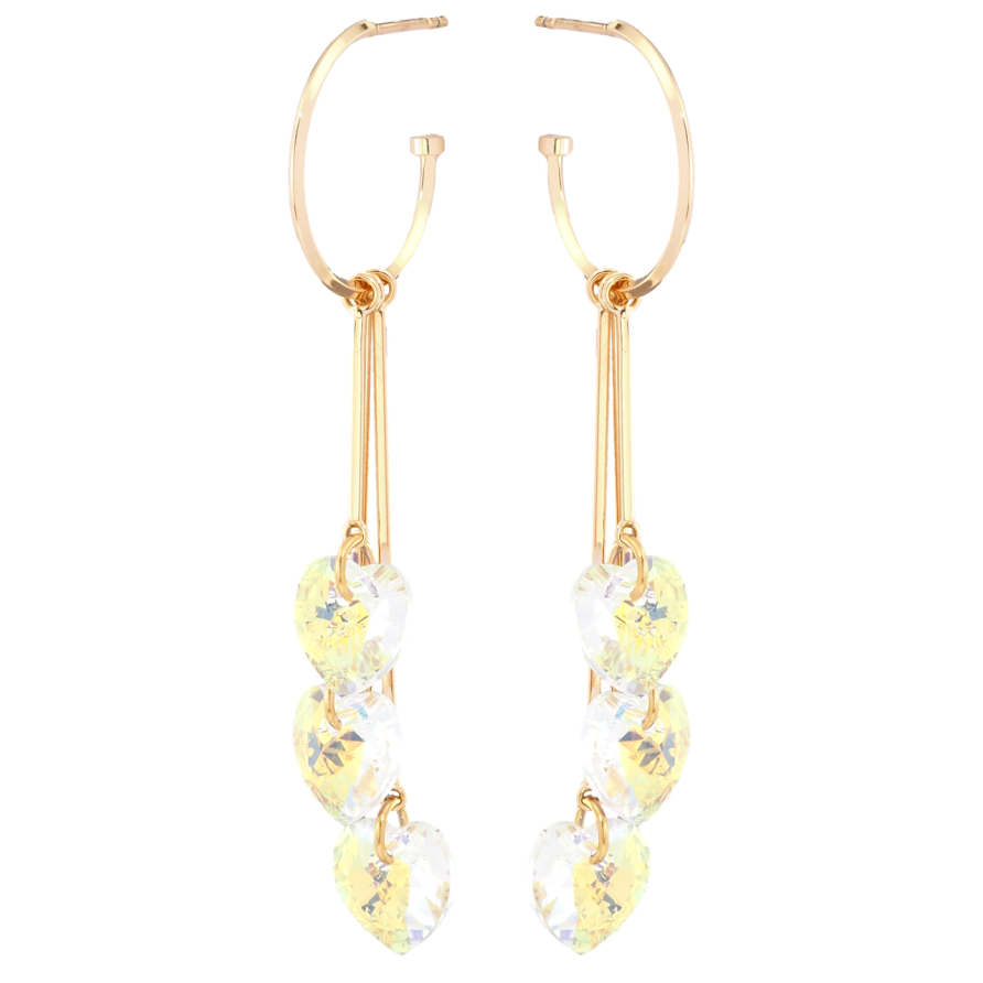 Серьги Xuping цвет 18K с кристаллами Swarovski пусеты Подвески с сердечками Shimmer фото №1