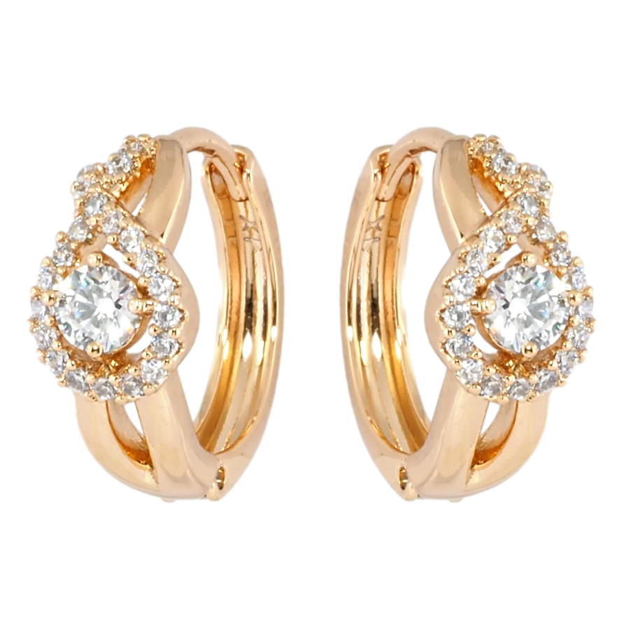 Серьги Xuping Позолота 18K колечки Узор с инкрустацией цирконием фото №1 Серьги Xuping Позолота 18K колечки Узор с инкрустацией цирконием фото №1
