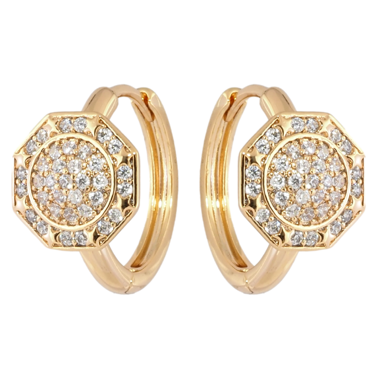 Серьги Xuping Позолота 18K колечки Восьмигранники с инкрустацией цирконием фото №13 Серьги Xuping Позолота 18K колечки Восьмигранники с инкрустацией цирконием фото №13