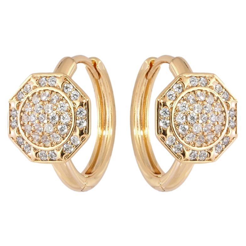 Серьги Xuping Позолота 18K колечки Восьмигранники с инкрустацией цирконием фото №1 Серьги Xuping Позолота 18K колечки Восьмигранники с инкрустацией цирконием фото №1