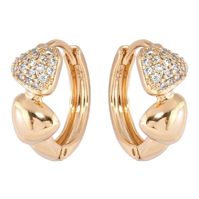 Сережки Xuping Позолота 18K колечка Трикутники з цирконієм фото №1