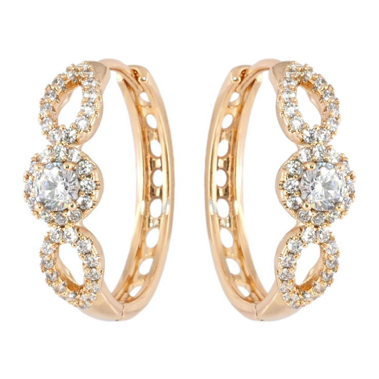 Серьги Xuping Позолота 18K колечки Узор с цирконием фото №7 Серьги Xuping Позолота 18K колечки Узор с цирконием фото №7