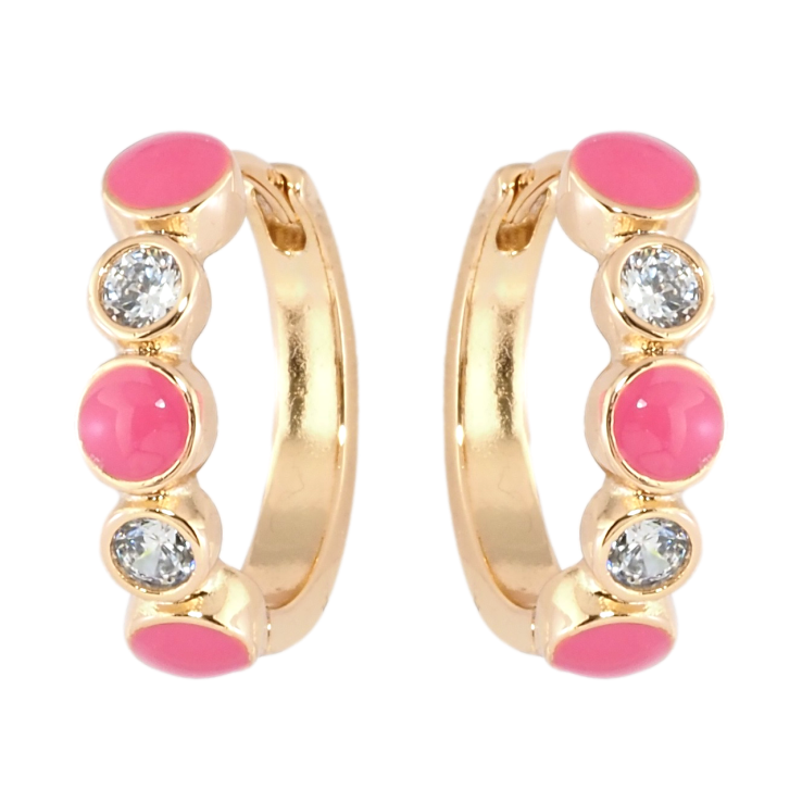 Серьги Xuping Позолота 18K колечки Узор с цирконием и розовой эмалью фото №22 Серьги Xuping Позолота 18K колечки Узор с цирконием и розовой эмалью фото №22