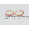Серьги Xuping Позолота 18K колечки Узор с цирконием и розовой эмалью фото №2 Серьги Xuping Позолота 18K колечки Узор с цирконием и розовой эмалью фото №2