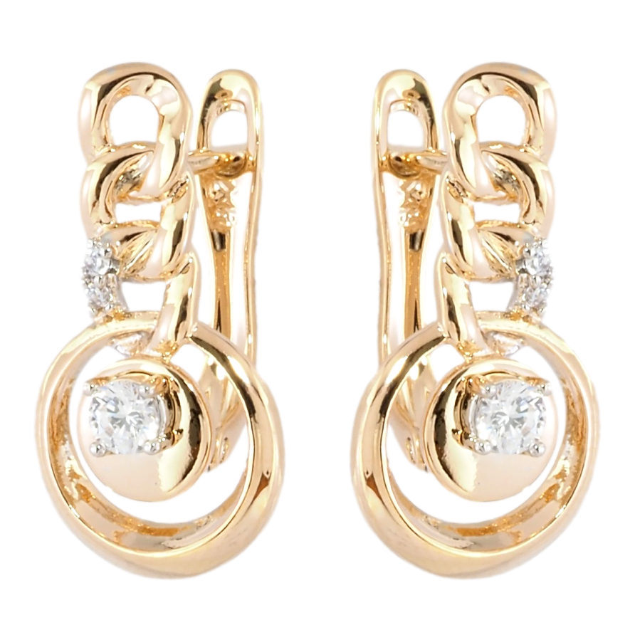 Серьги Xuping Позолота 18K + Родий английский замок Узор цепочка с колечками фото №1 Серьги Xuping Позолота 18K + Родий английский замок Узор цепочка с колечками фото №1