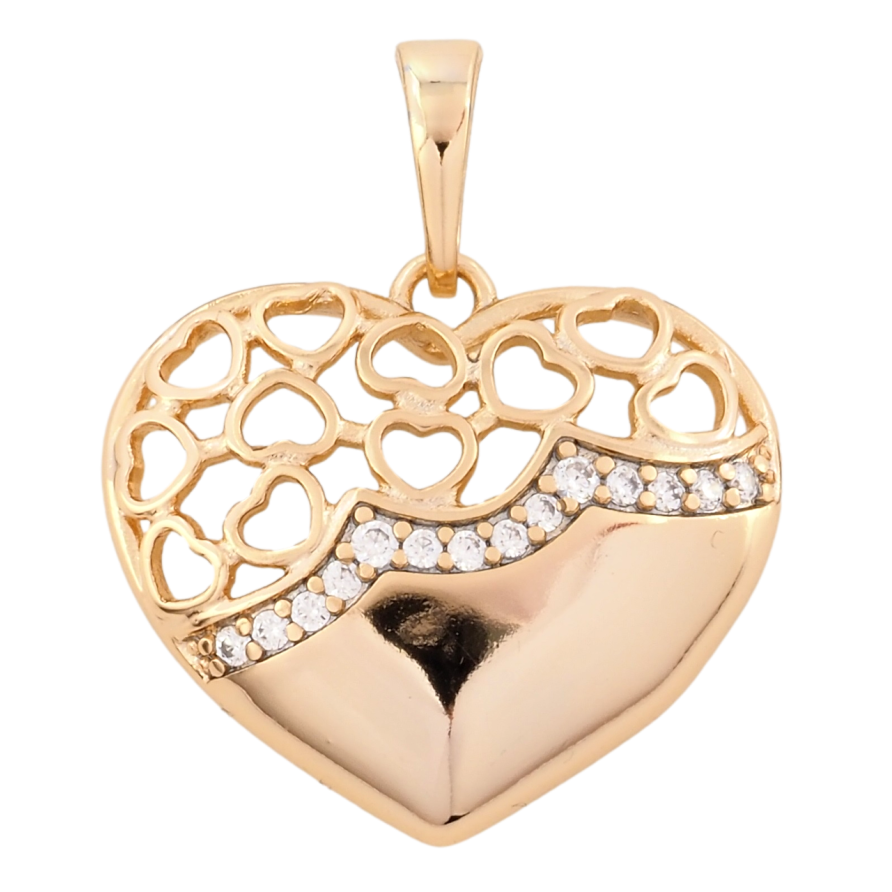 Кулон Xuping Позолота 18K Різьблене сердечко з цирконієм для ланцюжка до 5мм фото №1 Кулон Xuping Позолота 18K Різьблене сердечко з цирконієм для ланцюжка до 5мм фото №1