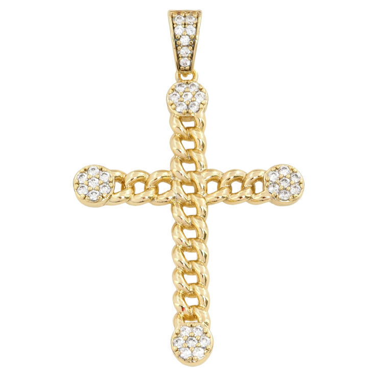Кулон Xuping Позолота 14K Крест узор цепочка с цирконием для цепочки до 5мм фото №20