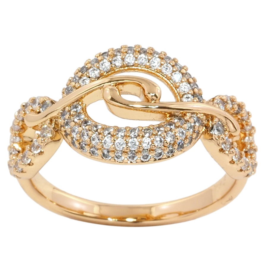 Каблучка Xuping Позолота 18K Декоративний візерунок з інкрустацією цирконієм фото №1 Каблучка Xuping Позолота 18K Декоративний візерунок з інкрустацією цирконієм фото №1