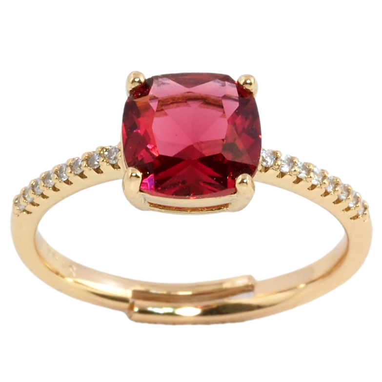 Каблучка Xuping Позолота 18K Червоний фіаніт на доріжці цирконію фото №2 Каблучка Xuping Позолота 18K Червоний фіаніт на доріжці цирконію фото №2