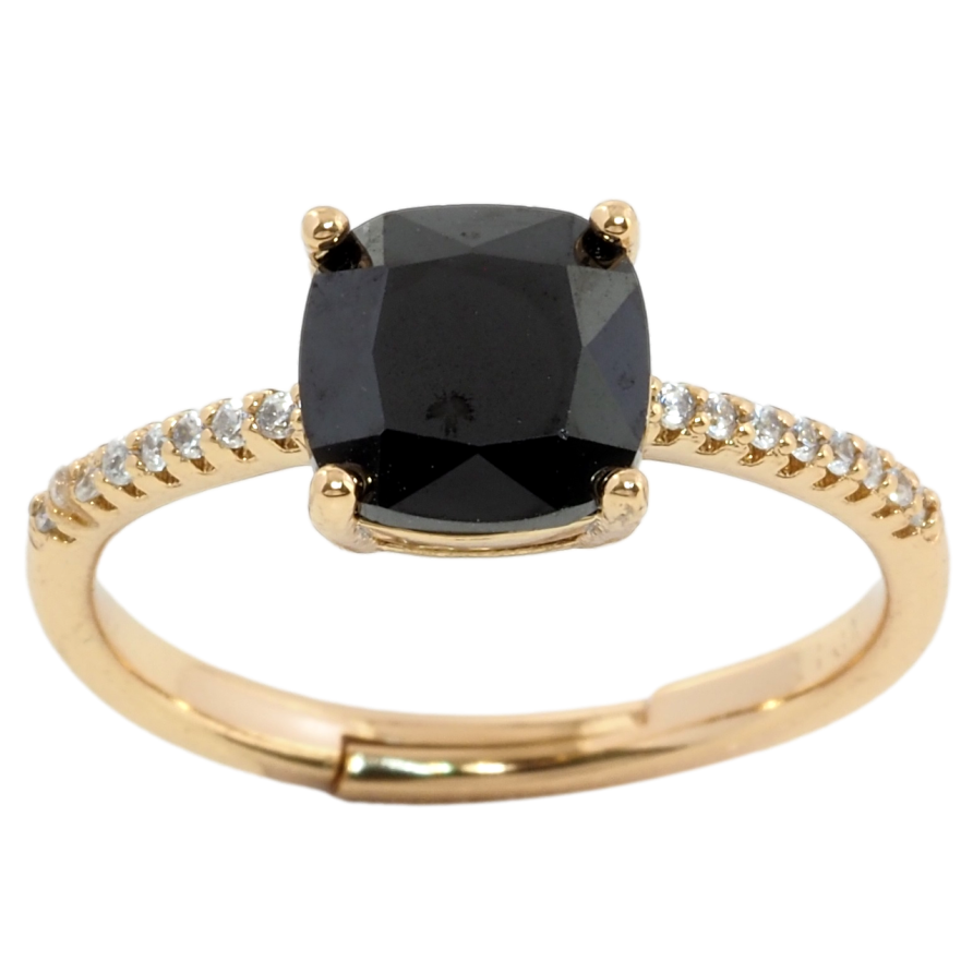 Каблучка Xuping Позолота 18K Чорний фіаніт на доріжці цирконію фото №1 Каблучка Xuping Позолота 18K Чорний фіаніт на доріжці цирконію фото №1