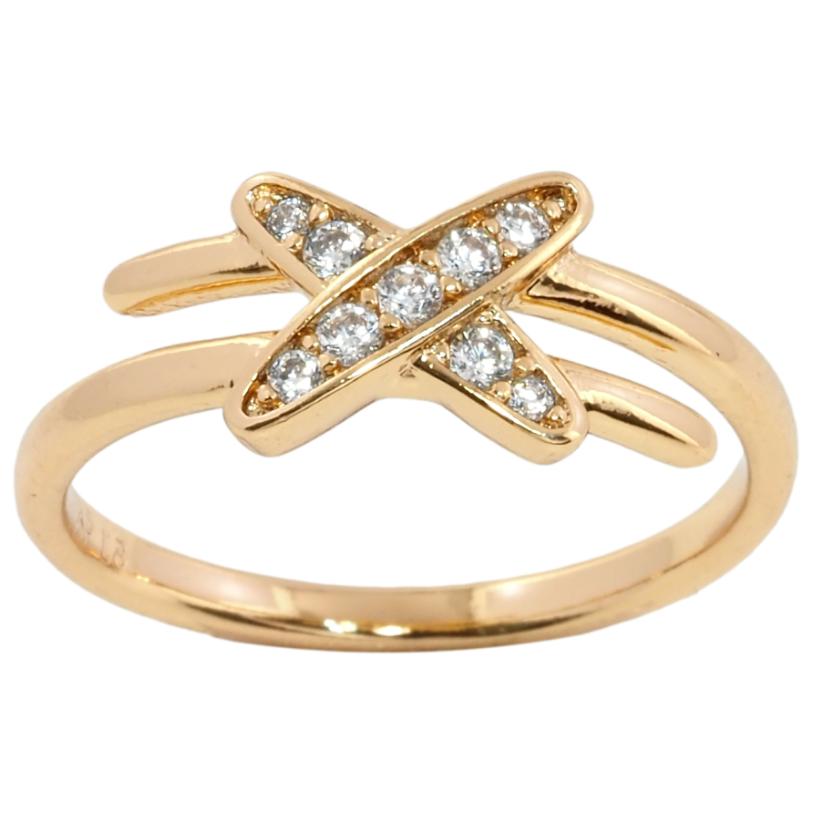 Кольцо Xuping Позолота 18K Крестик с цирконием фото №1 Кольцо Xuping Позолота 18K Крестик с цирконием фото №1