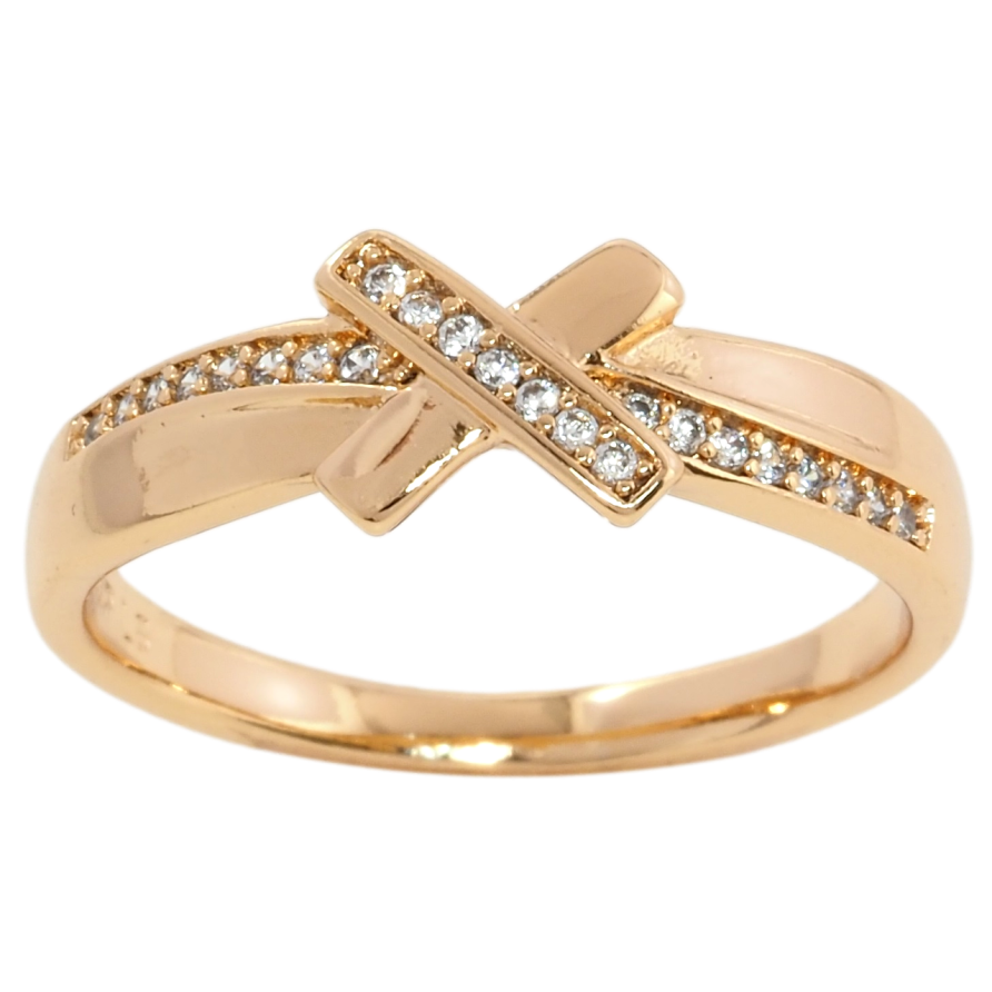 Каблучка Xuping Позолота 18K Хрестик з цирконієм фото №1 Каблучка Xuping Позолота 18K Хрестик з цирконієм фото №1