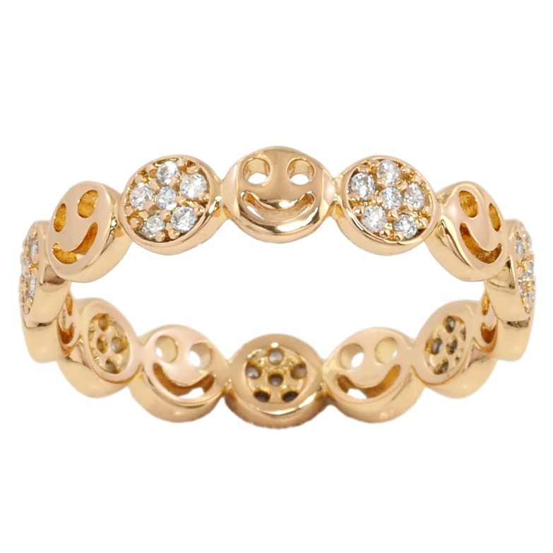 Кольцо Xuping Позолота 18K Смайлы с цирконием фото №1 Кольцо Xuping Позолота 18K Смайлы с цирконием фото №1
