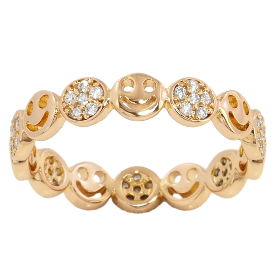 Каблучка Xuping Позолота 18K Смайли з цирконієм фото №1 Каблучка Xuping Позолота 18K Смайли з цирконієм фото №1