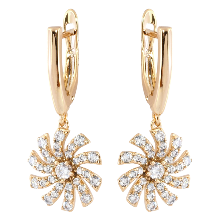 Серьги Xuping Позолота 18K английский замок Цветочки с цирконием фото №19 Серьги Xuping Позолота 18K английский замок Цветочки с цирконием фото №19