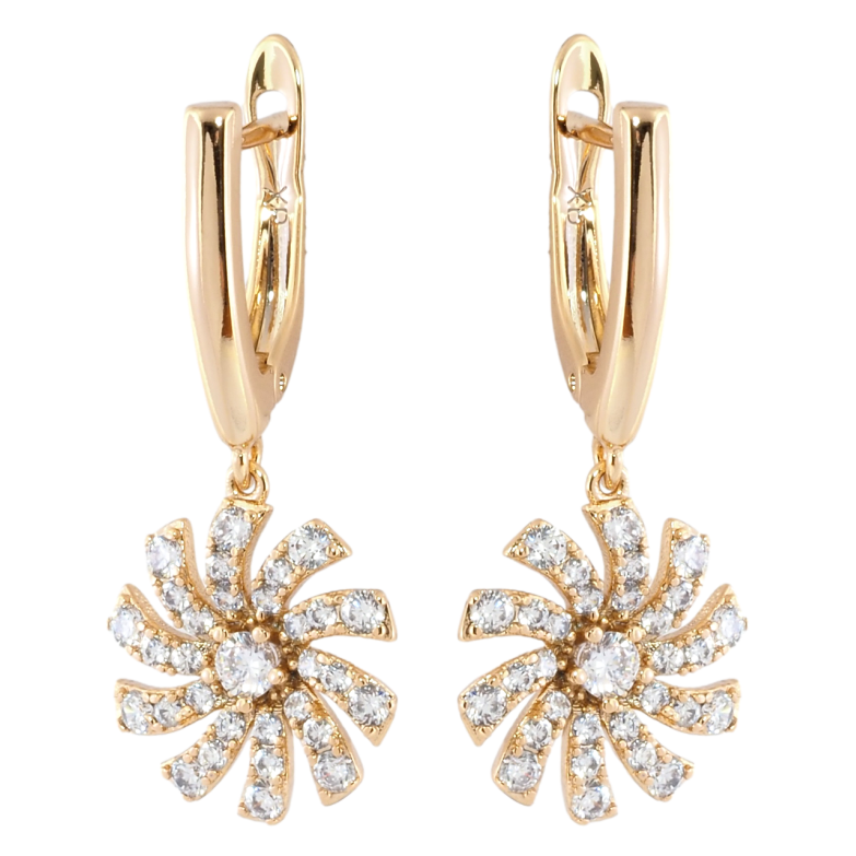 Серьги Xuping Позолота 18K английский замок Цветочки с цирконием фото №3 Серьги Xuping Позолота 18K английский замок Цветочки с цирконием фото №3