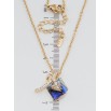 Кулон Xuping колір 18K з кр-ми Swarovski на ланцюжку Кришталевий куб Capri Blue довжина 40-45см х 2мм фото №3