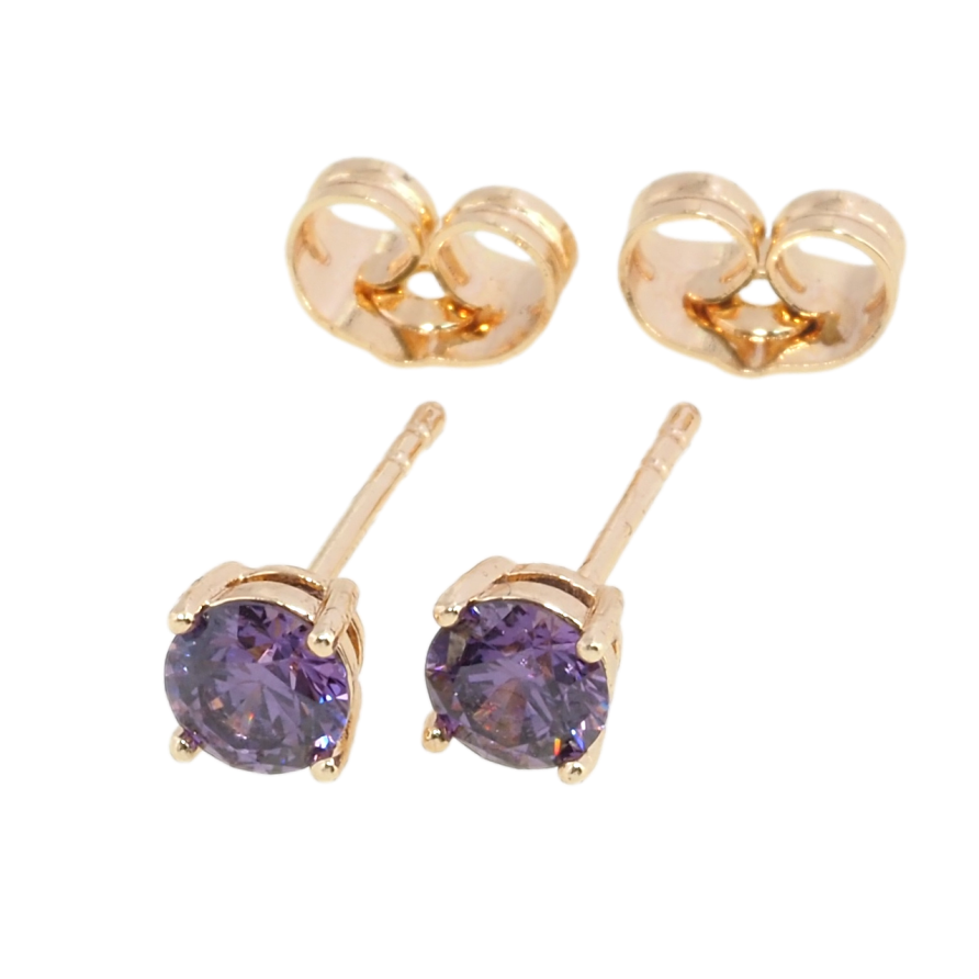 Сережки Xuping M&L Колір 18K пусети Бузкові фіаніти в 4-х крапановій оправі ø 5мм фото №1 Сережки Xuping M&L Колір 18K пусети Бузкові фіаніти в 4-х крапановій оправі ø 5мм фото №1