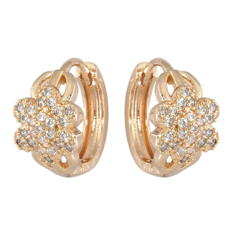 Сережки Xuping M&L Колір 18K колечка Квіточки з цирконієм фото №1 Сережки Xuping M&L Колір 18K колечка Квіточки з цирконієм фото №1