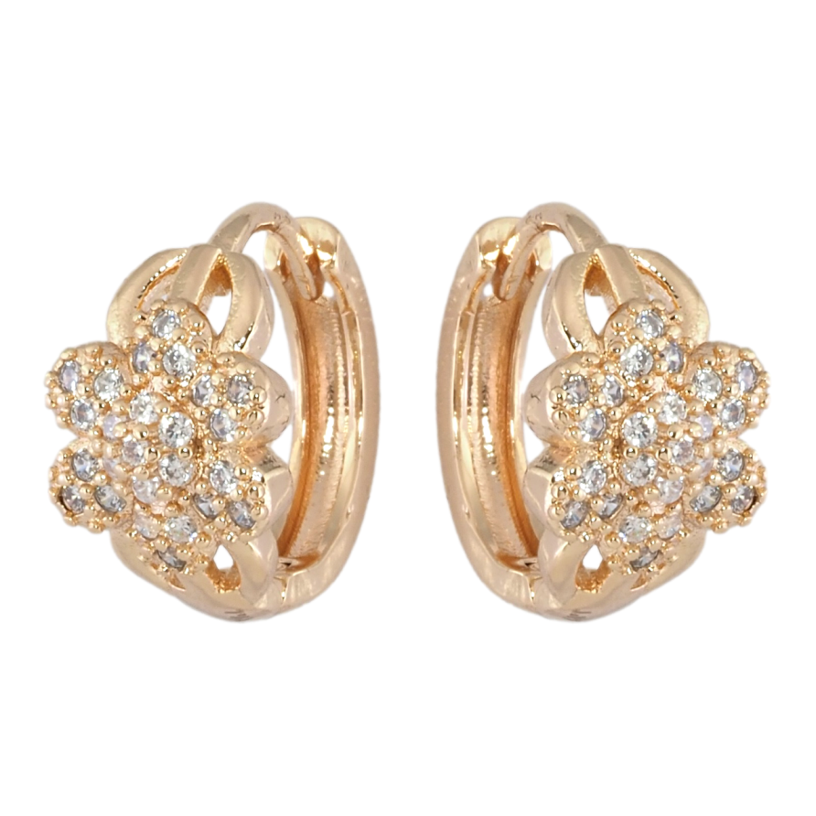 Серьги Xuping M&L Цвет 18K колечки Цветочки с цирконием фото №1 Серьги Xuping M&L Цвет 18K колечки Цветочки с цирконием фото №1
