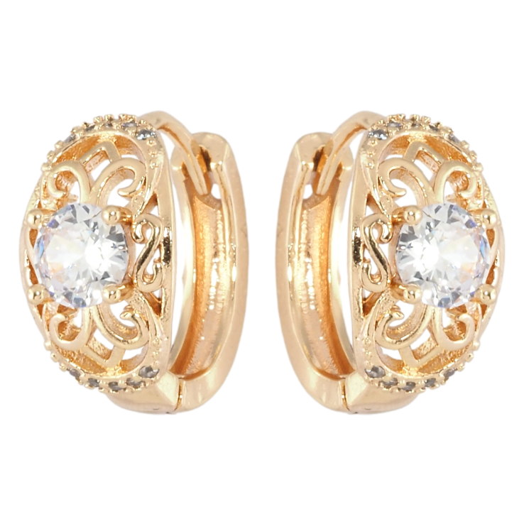 Сережки Xuping M&L Колір 18K колечка Ажурний візерунок з цирконієм фото №19