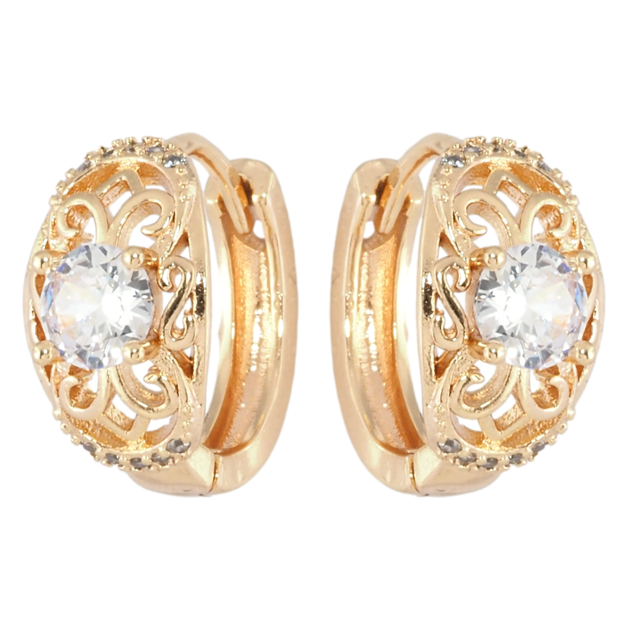 Серьги Xuping M&L Цвет 18K колечки Ажурный узор с цирконием фото №1 Серьги Xuping M&L Цвет 18K колечки Ажурный узор с цирконием фото №1