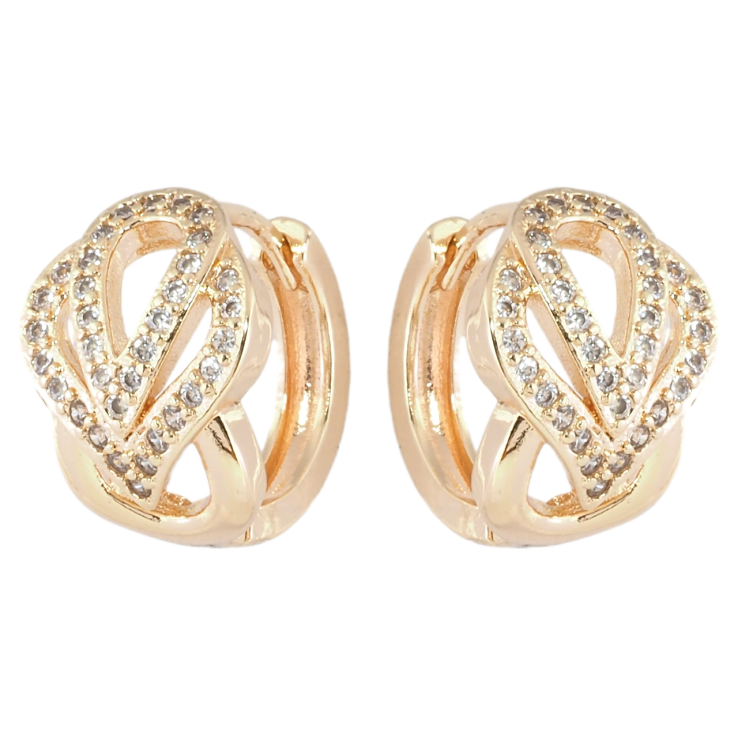 Сережки Xuping M&L Колір 18K колечка Візерунок з цирконієм фото №3 Сережки Xuping M&L Колір 18K колечка Візерунок з цирконієм фото №3