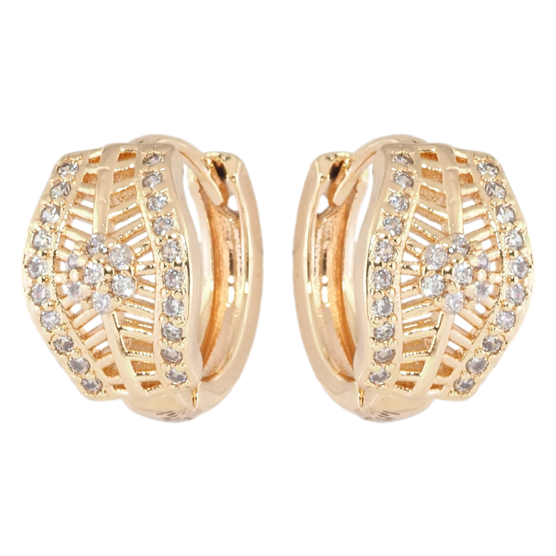 Серьги Xuping M&L Цвет 18K колечки Резной узор с цирконием фото №5