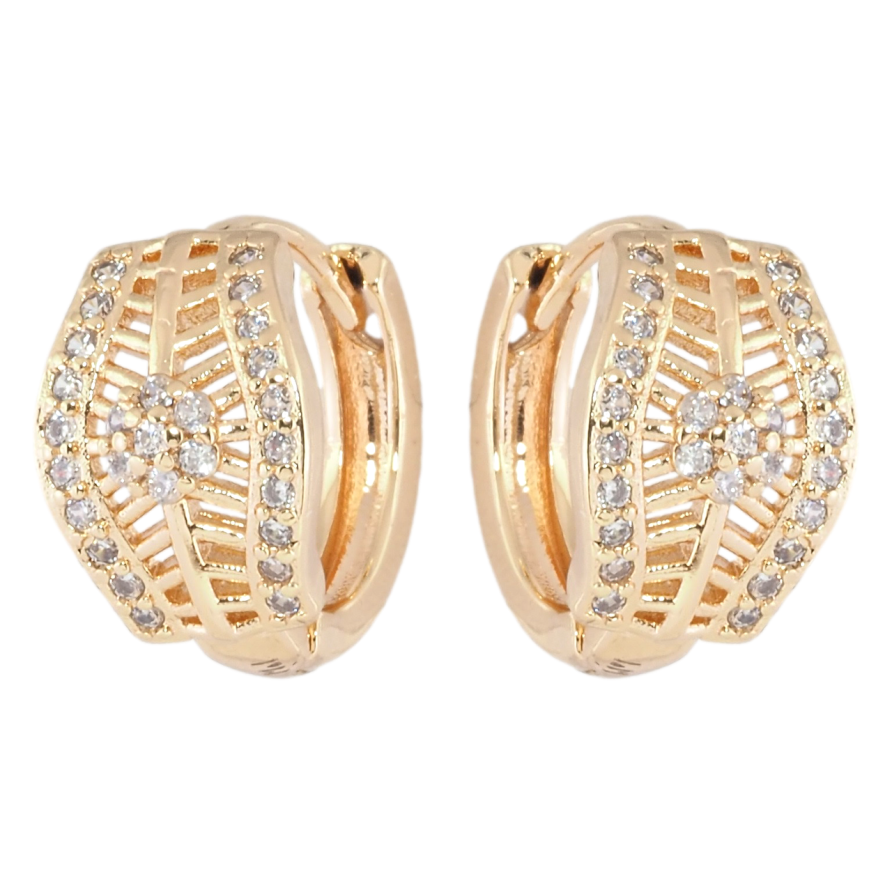 Сережки Xuping M&L Колір 18K колечка Різьблений візерунок з цирконієм фото №1