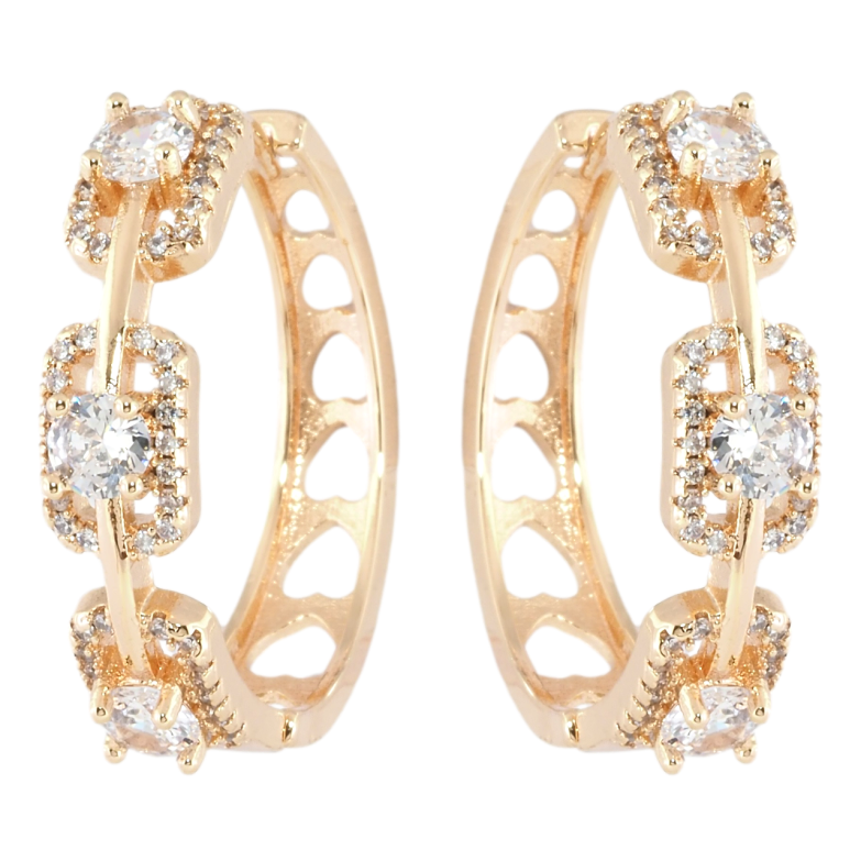 Сережки Xuping M&L Колір 18K колечка Инкрустация цирконием фото №4 Сережки Xuping M&L Колір 18K колечка Инкрустация цирконием фото №4